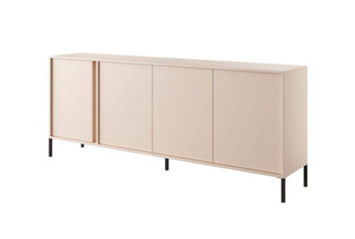 Arte Dast E Contemporary Sideboard Cabinet 4 Hinged Doors 4 Shelves Beige (H)820mm (W)2030mm (D)400mm from B&Q