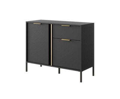 Arte Lars D Contemporary Sideboard Cabinet 2 Hinged Doors 2 Shelves 1 Drawer Anthracite (H)820mm (W)1030mm (D)400mm from B&Q
