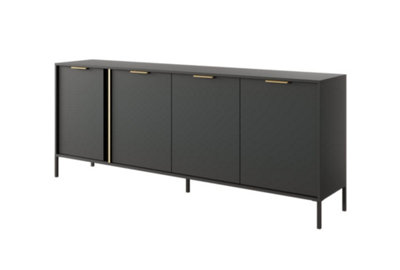 Arte Lars E Contemporary Sideboard Cabinet 4 Hinged Doors 4 Shelves Anthracite (H)820mm (W)2030mm (D)400mm from B&Q