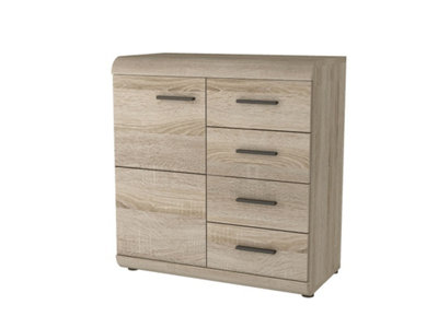 Arte Oak Sonoma Link Highboard CabinetElegant Storage With Four Drawers H870mm W800mm D420mm from B&Q