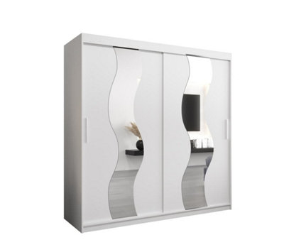Arte Seville Mirrored Sliding Door Wardrobe With Shelves And Hanging Rails In White (H)2000mm (W)2000mm (D)620mm from B&Q