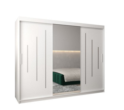 Arte York I Mirrored Sliding Door Wardrobe In White 2500mm (W)2000mm (H)2500mm (D)620mmSmart And Stylish Storage Solution from B&Q