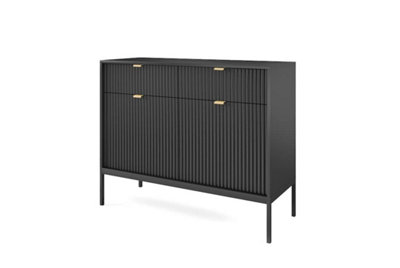 Arte Nova Sideboard Cabinet With Drawers And ShelvesBlack Matt (H)830mm (W)1040mm (D)390mm from B&Q
