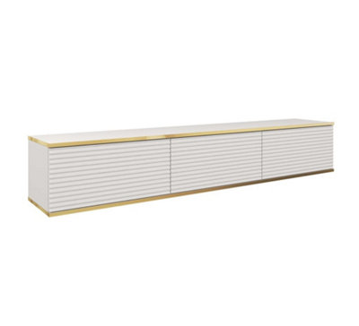 Arte Moro Floating Tv Cabinet In WhiteSleek And Sophisticated Wall-Mounted Media Console With Doors (W1750mm X H300mm X D320mm) from B&Q