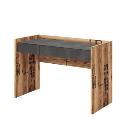 Arte Modern Fargo Computer Desk With Drawers In Raw Steel & Canyon Alpine Spruce W1200mm X H800mm X D550mmIdeal For Study And Work from B&Q