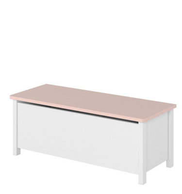 Arte Spacious Luna Toy Box In White Matt & PinkSafe & Stylish Storage Solution (H)390mm (W)990mm (D)420mm from B&Q