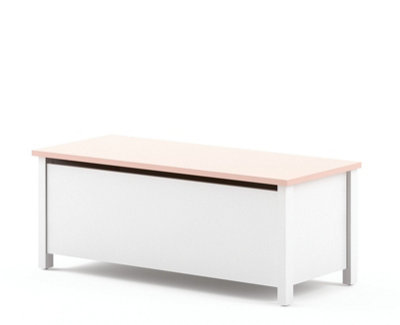 Arte Charming Mia Toy Box In White Matt & Pink (H)390mm (W)990mm (D)420mmStylish Clutter-Free Solution from B&Q