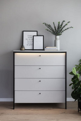 Arte Sleek Gris Chest Of DrawersStylish Clothing Storage With Integrated Led Lighting (H)1150mm X (W)1010mm X (D)490mm from B&Q