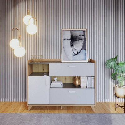 Arte Mood-05Versatile Sideboard Cabinet With Drawers And Shelves  (H)970mm (W)1300mm (D)400mm from B&Q