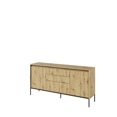 Arte Modern Trend Large Sideboard Cabinet (H830mm W1660mm D400mm) Oak Artisan With Black Legs from B&Q