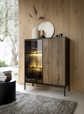 Arte Sento Highboard Cabinet (H1260mm W1040mm D390mm) With Led Lighting & Four Shelves from B&Q