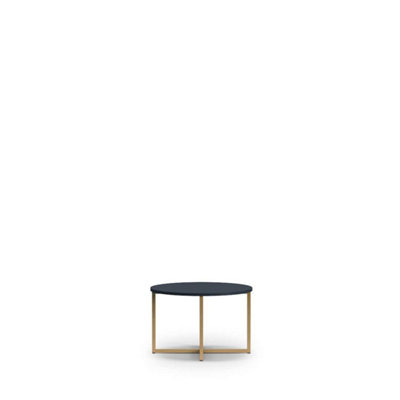 Arte Chic Pula Coffee Table 60cm - Modern Navy With Gold Accents - W600mm X H390mm X D600mm