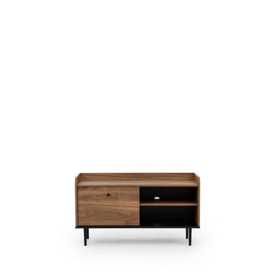 Arte Sleek Vasina 07 Tv CabinetModern Oak Castello & Black Matt With Black Metal LegsW1000mm X H570mm X D400mm from B&Q