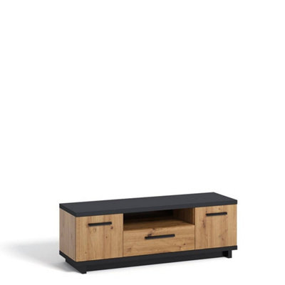 Arte Sophisticated Ines 07 Tv CabinetArtisan Oak & Black With Ample StorageW1350mm X H460mm X D400mm from B&Q