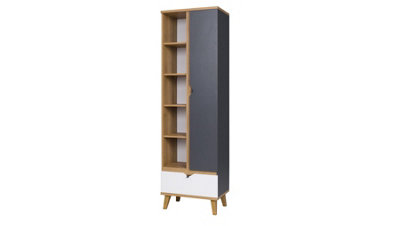 Arte Memone Artistic Tall CabinetGolden Oak With Graphite & White MattW600mm X H2000mm X D400mm from B&Q