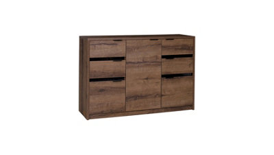 Arte Denver 02 Premium Sideboard CabinetOak Monastery & Black GlossW1350mm X H900mm X D400mm from B&Q