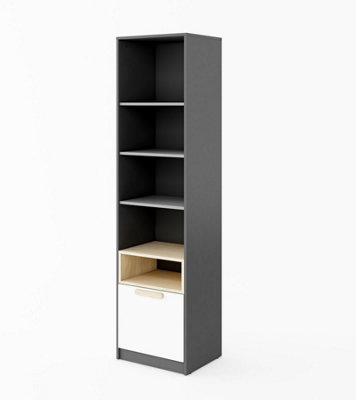 Arte Pok Tall Bookcase (H)1930mm (W)500mm (D)410mmGrey & White Children's Bedroom Storage from B&Q
