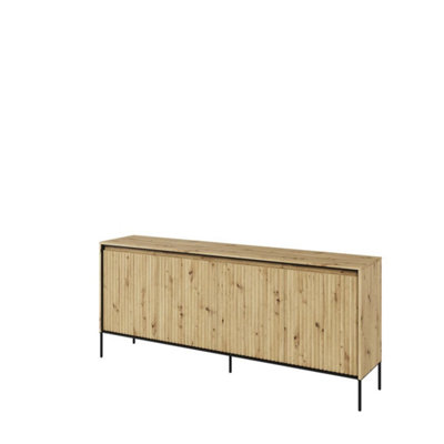 Arte Chic And Modern Large Sideboard Cabinet  With Fluted Front(H)830mm (W)1930mm (D)400mmOak Artisan from B&Q