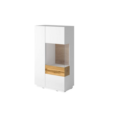Arte Silke 44 Display Cabinet Right In White & Wotan OakModern Display & Storage SolutionW800mm X H1390mm X D400mm from B&Q