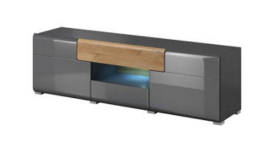 Arte Toledo 41 Tv Cabinet In Grey And Oak San RemoContemporary Elegance With San Remo Oak AccentsW1590mm X H480mm X D390mm from B&Q