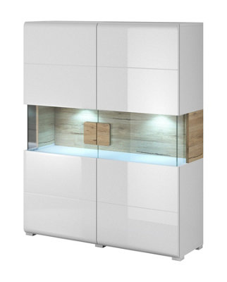 Arte Toledo 42 Display Cabinet 122CmSerene White Gloss & San Remo Oak Elegance With Led Lighting OptionW1220mm X H1520mm X D390mm from B&Q