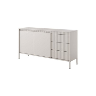 Arte Sleek Senne Sideboard Cabinet (H)810mm (W)1540mm (D)400mmBeige Matt With Fluted Fronts from B&Q