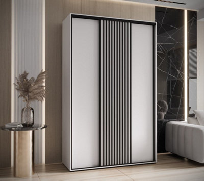 Arte Modern Sapporo Sliding Door Wardrobe 150Cm In White: Stylish Storage For Small Spaces (H)2050mm (W)1500mm (D)600mm from B&Q