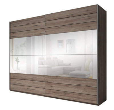 Arte Spacious Mirrored Sliding Wardrobe In Dark San Remo OakH2100mm W2700mm D610mm from B&Q