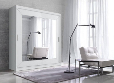 Arte Alfa Mirrored Sliding Wardrobe In White MattSleek DesignH2150mm W2000mm D600mm from B&Q