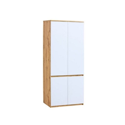 Arte Arca Ar1 Hinged Wardrobe 80CmModern Dual-Tone Storage In Oak Wotan & Arctic WhiteH1952mm W801mm D520mm from B&Q