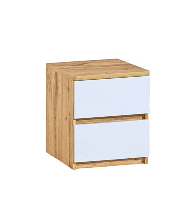 Arte Arca Ar10 Bedside CabinetContemporary Dual-Tone In Oak Wotan & Arctic WhiteH491mm W400mm D400mm from B&Q