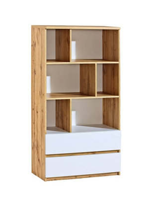 Arte Arca Ar4 BookcaseContemporary Dual-Tone StorageH1507mm W801mm D400mm In Oak Wotan & Arctic White from B&Q