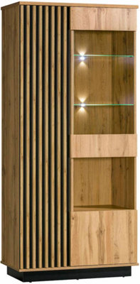 Arte Lamelo La3 Tall Display CabinetSpacious And Stylish In Oak Wotan & Black MattH1940mm W900mm D400mm from B&Q