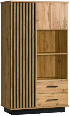 Arte Lamelo La4 Display CabinetSophisticated Storage In Oak Wotan & Black MattH1600mm W900mm D400mm from B&Q