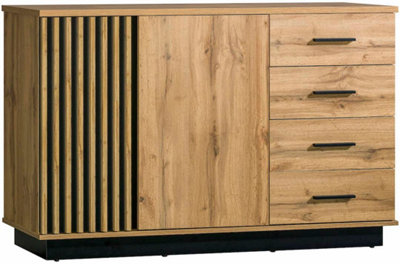 Arte Lamelo La6 Sideboard CabinetIndustrial Chic In Oak Wotan & Black MattH890mm W1410mm D400mm from B&Q