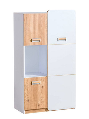Arte Lorento L5 Sideboard CabinetSleek And SophisticatedWhite Matt & Oak NashH1440mm W800mm D400mm from B&Q