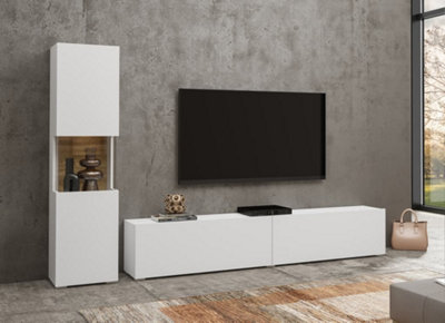 Arte Ava 09 Modern Entertainment Unit For Tvs Up To 75"White Matt & Oak WotanW1800mm X H300mm X D350mm from B&Q