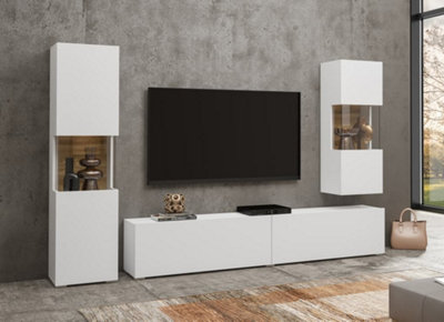 Arte Ava 10 White Matt & Oak Wotan Entertainment UnitW1800mm X H300mm X D350mmModern Media Centre from B&Q