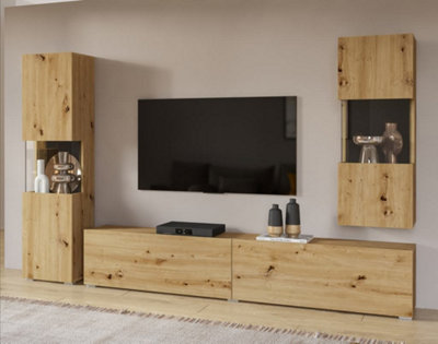 Arte Ava 10 Oak Artisan Entertainment UnitW1800mm X H300mm X D350mmChic Media Storage Solution from B&Q