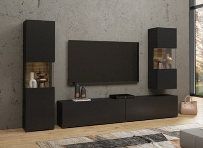 Arte Modern & Spacious Ava 09 Entertainment Unit H300mm W1800mm D350mm In Chic Black from B&Q
