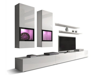 Arte Baros 10 Entertainment Unit For Tvs Up To 75" In White GlossW2700mm H260mm + 1000mm D410mmModern And Sophisticated from B&Q