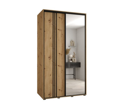 Arte Charming Oak Artisan Cannes Vii Sliding Wardrobe H2050mm W1300mm D600mm With Customisable Black Steel Handles from B&Q
