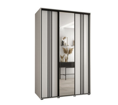 Arte Elegant White Cannes Vii Sliding Wardrobe H2050mm W1500mm D600mm With Customisable Black Steel Handles from B&Q