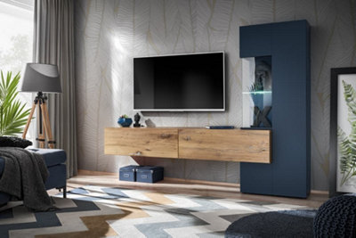 Arte Marino Entertainment Unit For Tvs Up To 58"Elegant Navy & Oak Flagstaff DesignW2100mm X H1620mm X D400mm from B&Q