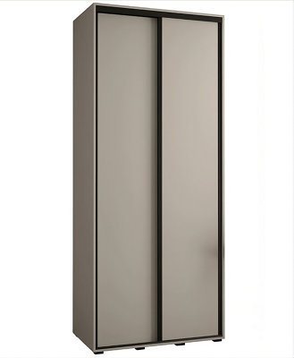 Arte Dakota I Sleek Cashmere & Black Sliding Door Wardrobe 1200mm H2350mm D600mm With Two Hanging Rails And Six Shelves