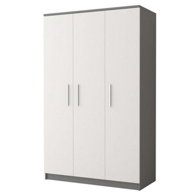 Arte Modern Omega 19 Hinged Wardrobe W1200mm H1930mm D500mmWhite Matt Front And Grey Carcass from B&Q