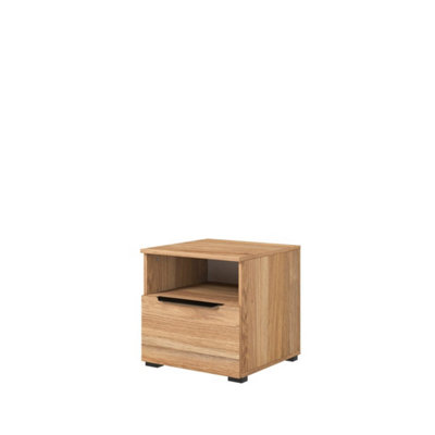 Arte Stylish Tokyo 23 Bedside Table H450mm W450mm D450mm In Oak MauvellaOne DrawerOne Open Compartment from B&Q