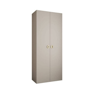 Arte Elegant Cashmere Como I Hinged Door Wardrobe H2460mm W1000mm D500mmEight ShelvesHanging RailGold Handles from B&Q