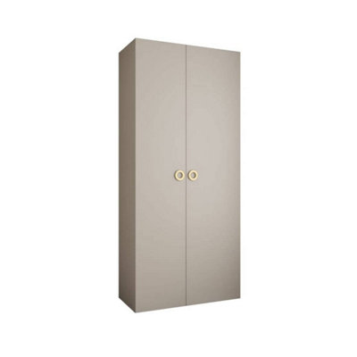 Arte Elegant Cashmere Como I Hinged Door Wardrobe H2460mm W1100mm D500mmEight ShelvesHanging RailGold Handles from B&Q