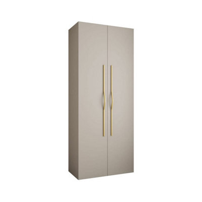 Arte Elegant Cashmere Como Ii Hinged Door Wardrobe H2460mm W1000mm D500mmTwo DoorsEight ShelvesOne Hanging RailGold Handles from B&Q